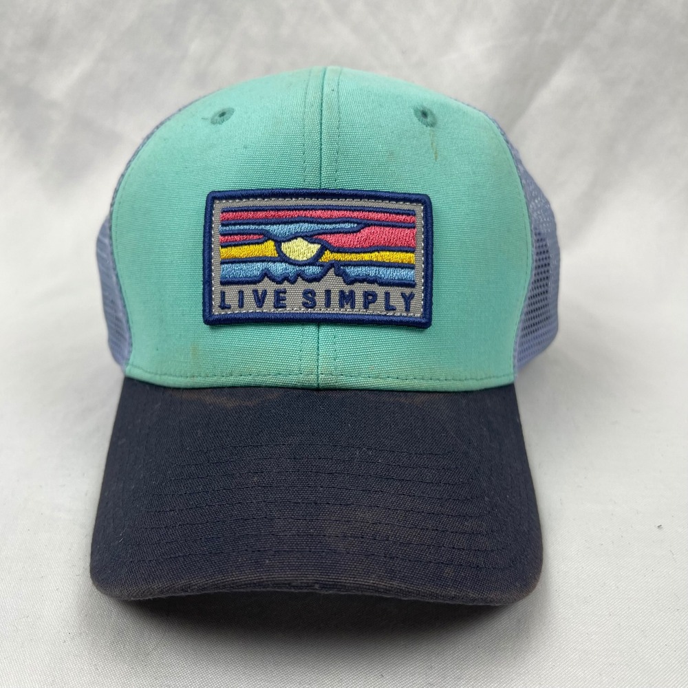 Patagonia Live Simply Trucker Hat Unisex OSFA Teal Blue Good Mesh Snapback Cap